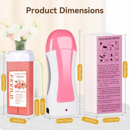 FOCTXI Hair Removal Kit with Roll On Wax and Strips – At Home Waxing Kit for Women and Men, Soft Pink, 7 oz Avelisse