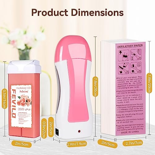 FOCTXI Hair Removal Kit with Roll On Wax and Strips – At Home Waxing Kit for Women and Men, Soft Pink, 7 oz Avelisse