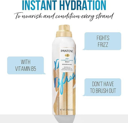 Pantene Pro-V Dry Conditioner Mist Spray for Hair, 3.9 oz - Instant Hydration & Frizz Control with Vitamin B5, Safe for Color Treated Hair Avelisse