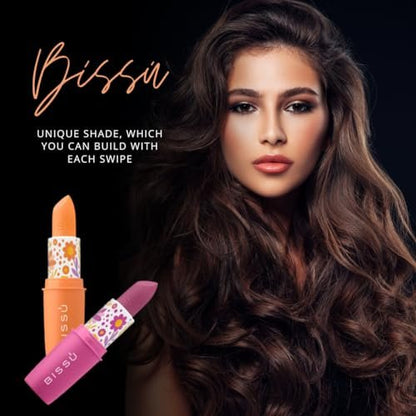Bissú 7-Piece Magic Lipstick Kit - Shea Butter & Coconut Oil, Buildable Color, Natural Ingredients, Cranberry