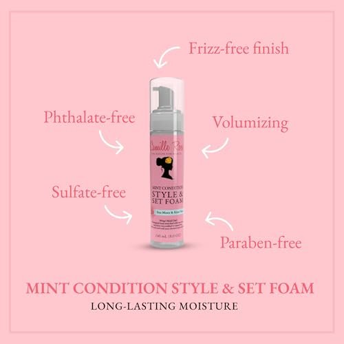 Camille Rose Style & Set Foam, Mint Condition – Sea Moss & Aloe Vera Hair Styling Mousse for Curl Definition, Volume & Frizz Control (8 oz) Avelisse