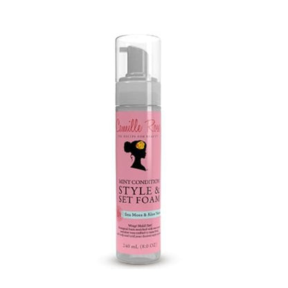 Camille Rose Style & Set Foam, Mint Condition – Sea Moss & Aloe Vera Hair Styling Mousse for Curl Definition, Volume & Frizz Control (8 oz) Avelisse