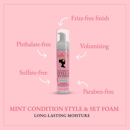 Camille Rose Style & Set Foam, Mint Condition – Sea Moss & Aloe Vera Hair Styling Mousse for Curl Definition, Volume & Frizz Control (8 oz) Avelisse
