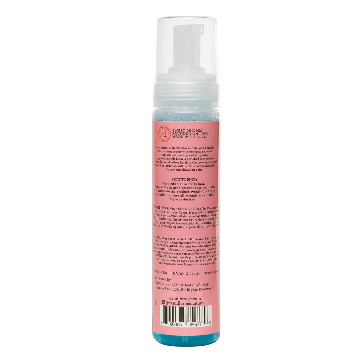Camille Rose Style & Set Foam, Mint Condition – Sea Moss & Aloe Vera Hair Styling Mousse for Curl Definition, Volume & Frizz Control (8 oz) Avelisse