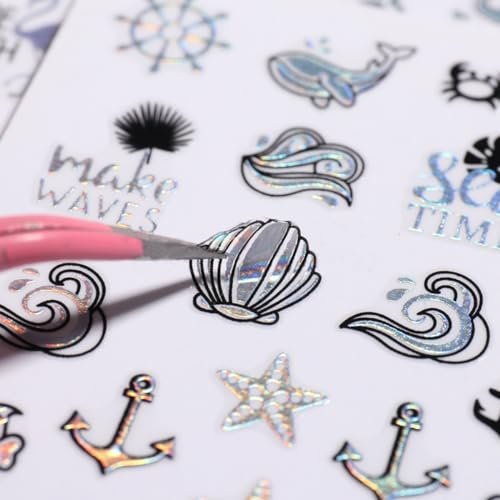6-Pack Summer Nail Art Stickers – Palm Tree, Starfish & Tropical Coconut Tree Decals for Beach-Themed Manicure - görsel 11