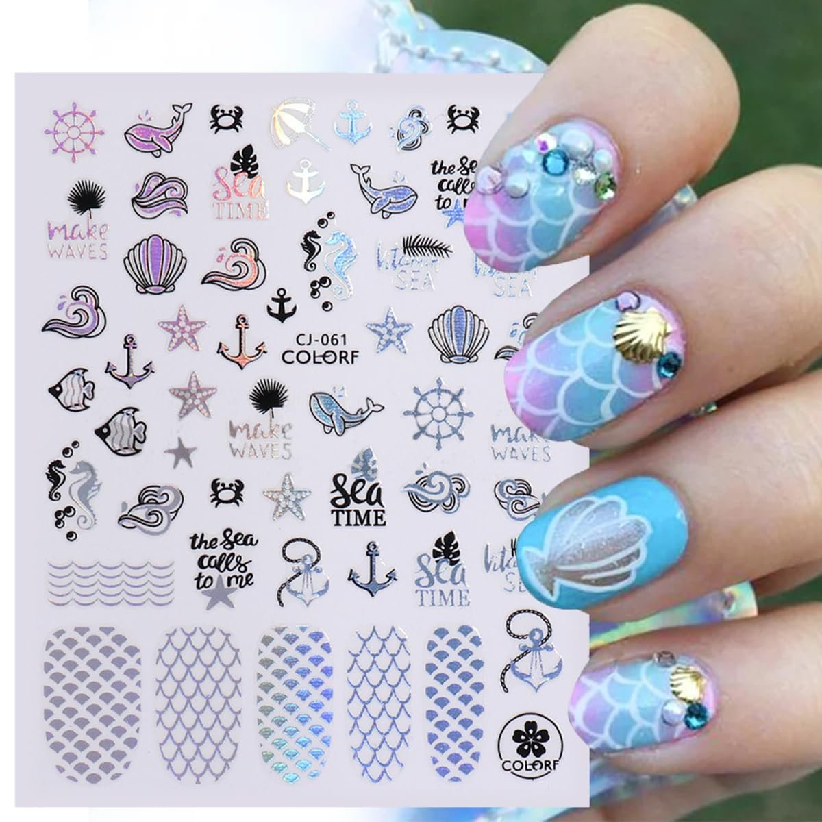 6-Pack Summer Nail Art Stickers – Palm Tree, Starfish & Tropical Coconut Tree Decals for Beach-Themed Manicure - görsel 7