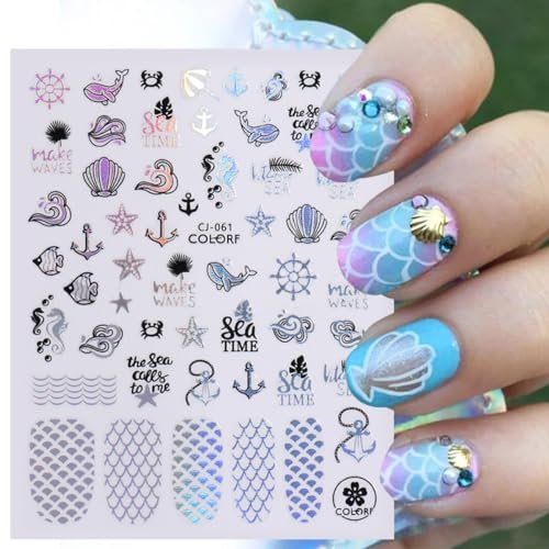 6-Pack Summer Nail Art Stickers – Palm Tree, Starfish & Tropical Coconut Tree Decals for Beach-Themed Manicure - görsel 8