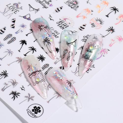 6-Pack Summer Nail Art Stickers – Palm Tree, Starfish & Tropical Coconut Tree Decals for Beach-Themed Manicure - görsel 15