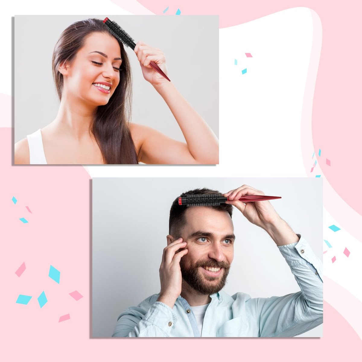 1.2 Inch Small Round Brush for Blow Drying – Mini Quiff Roller Brush with Metal Thermal Barrel & Stiff Nylon Bristles for Short Hair, Bangs, Thin Hair – Salon Blowout Styling Brush for Women - görsel 13