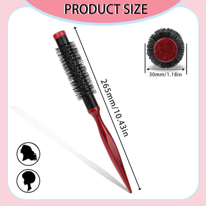 1.2 Inch Small Round Brush for Blow Drying – Mini Quiff Roller Brush with Metal Thermal Barrel & Stiff Nylon Bristles for Short Hair, Bangs, Thin Hair – Salon Blowout Styling Brush for Women