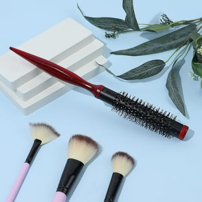 1.2 Inch Small Round Brush for Blow Drying – Mini Quiff Roller Brush with Metal Thermal Barrel & Stiff Nylon Bristles for Short Hair, Bangs, Thin Hair – Salon Blowout Styling Brush for Women