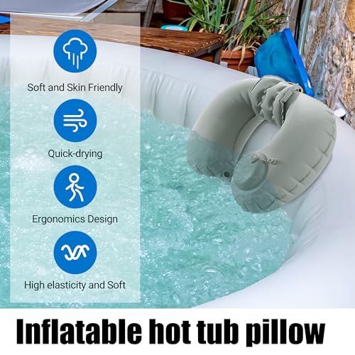 MABOZOO U-Shaped Hot Bathtub Pillow - Inflatable Spa Pillow with Adjustable Button for Neck Support & Leg Pillow for Relaxation Avelisse