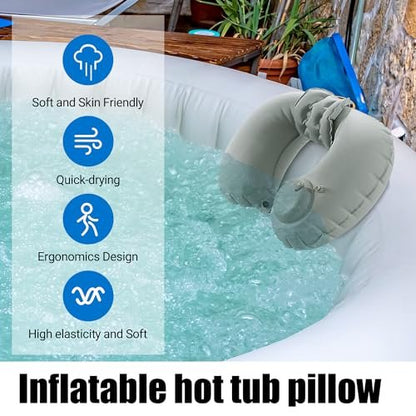 MABOZOO U-Shaped Hot Bathtub Pillow - Inflatable Spa Pillow with Adjustable Button for Neck Support & Leg Pillow for Relaxation Avelisse