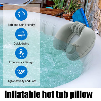 MABOZOO U-Shaped Hot Bathtub Pillow - Inflatable Spa Pillow with Adjustable Button for Neck Support & Leg Pillow for Relaxation Avelisse