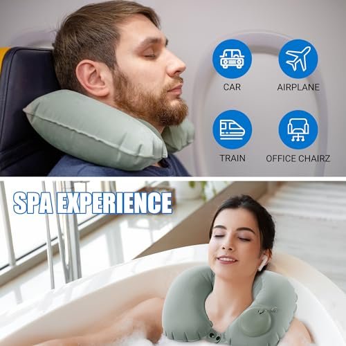 MABOZOO U-Shaped Hot Bathtub Pillow - Inflatable Spa Pillow with Adjustable Button for Neck Support & Leg Pillow for Relaxation Avelisse
