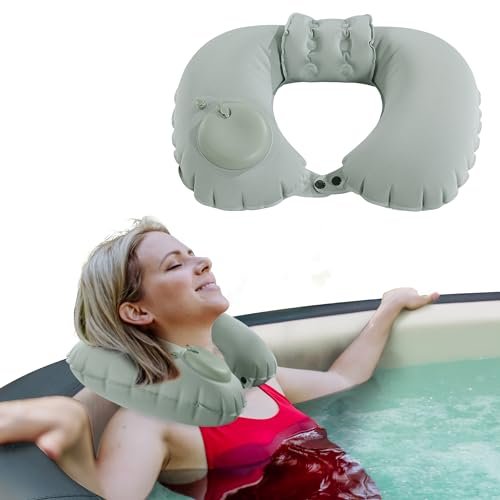 MABOZOO U-Shaped Hot Bathtub Pillow - Inflatable Spa Pillow with Adjustable Button for Neck Support & Leg Pillow for Relaxation Avelisse