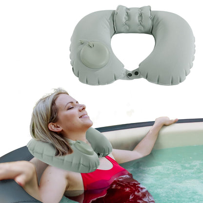 MABOZOO U-Shaped Hot Bathtub Pillow - Inflatable Spa Pillow with Adjustable Button for Neck Support & Leg Pillow for Relaxation Avelisse
