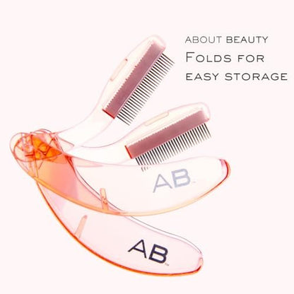 About Beauty Lash Lover Folding Eyelash Comb - 2 Count, Lift, Separate & Define Eyelashes, Prevent Mascara from Clumping, Professional Quality Stainless Steel