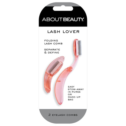 About Beauty Lash Lover Folding Eyelash Comb - 2 Count, Lift, Separate & Define Eyelashes, Prevent Mascara from Clumping, Professional Quality Stainless Steel