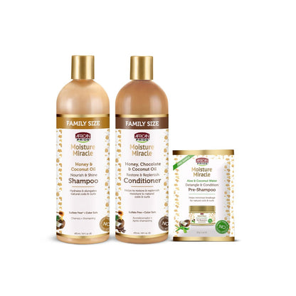 African Pride Moisture Miracle 3-in-1 Set for Natural Coils & Curls - Sulfate Free, Color Safe, 16 oz Avelisse