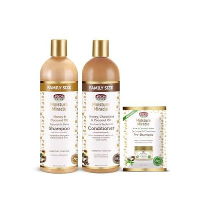 African Pride Moisture Miracle 3-in-1 Set for Natural Coils & Curls - Sulfate Free, Color Safe, 16 oz Avelisse