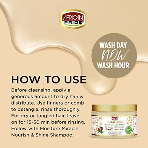African Pride Moisture Miracle 3-in-1 Set for Natural Coils & Curls - Sulfate Free, Color Safe, 16 oz Avelisse