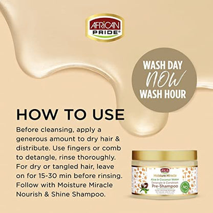 African Pride Moisture Miracle 3-in-1 Set for Natural Coils & Curls - Sulfate Free, Color Safe, 16 oz Avelisse
