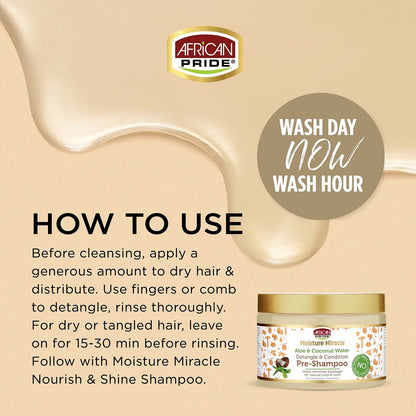 African Pride Moisture Miracle 3-in-1 Set for Natural Coils & Curls - Sulfate Free, Color Safe, 16 oz Avelisse