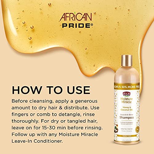 African Pride Moisture Miracle 3-in-1 Set for Natural Coils & Curls - Sulfate Free, Color Safe, 16 oz Avelisse