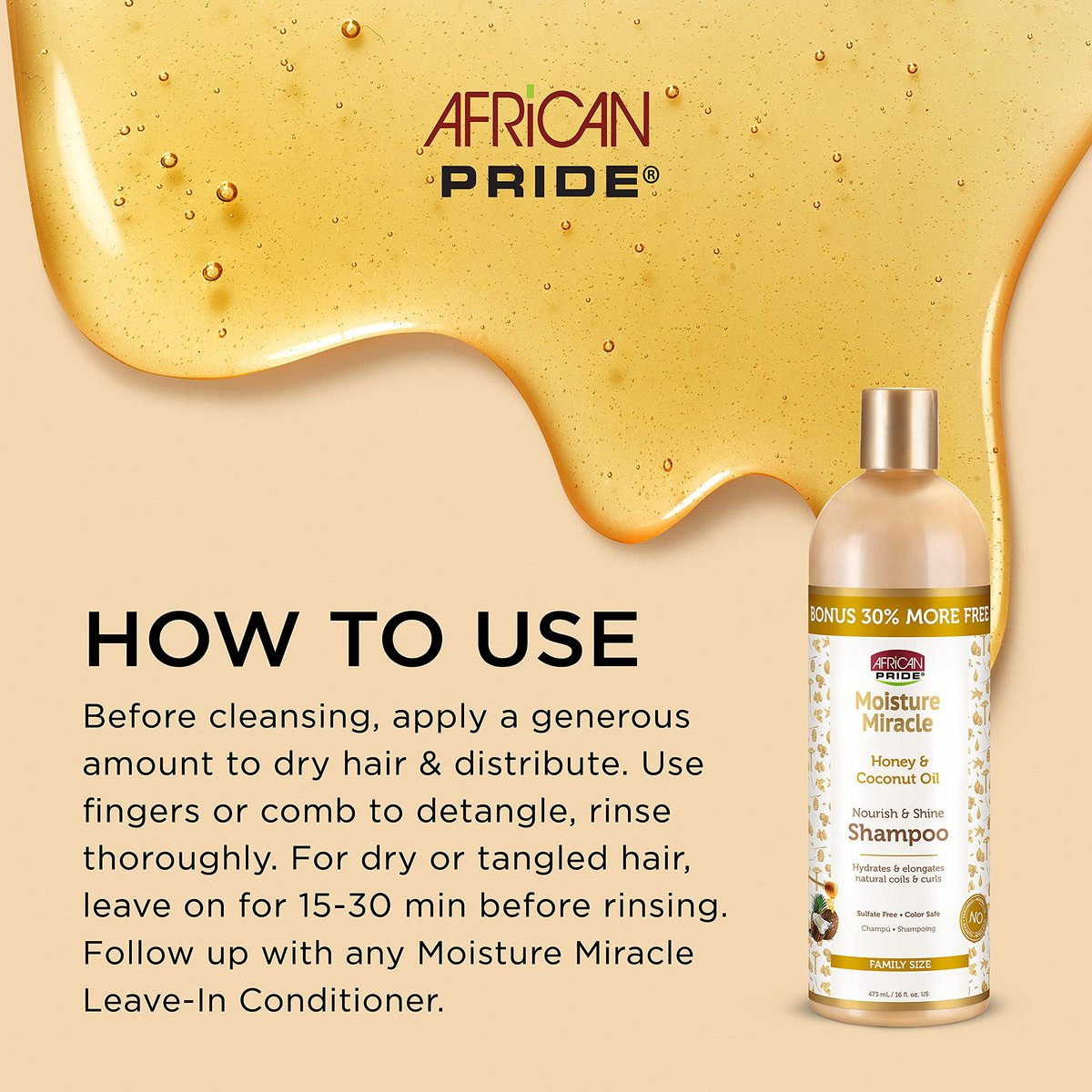 African Pride Moisture Miracle 3-in-1 Set for Natural Coils & Curls - Sulfate Free, Color Safe, 16 oz Avelisse