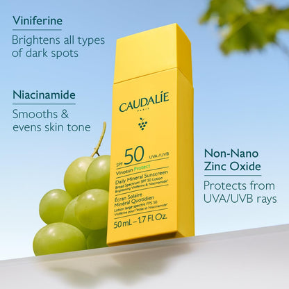 Caudalie Vinosun Protect Daily Mineral Sunscreen SPF50 - 50 mL (1.7 Fl Oz) - Face Sun Protection Avelisse
