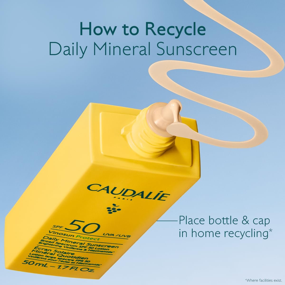 Caudalie Vinosun Protect Daily Mineral Sunscreen SPF50 - 50 mL (1.7 Fl Oz) - Face Sun Protection Avelisse