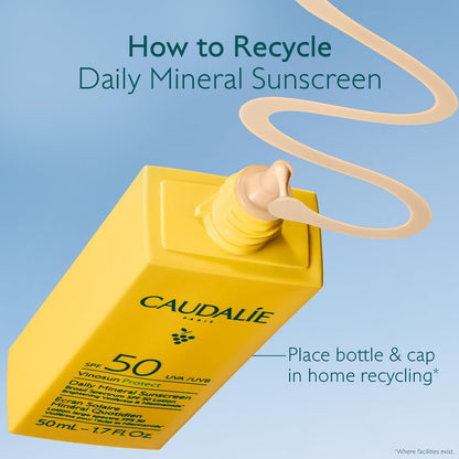 Caudalie Vinosun Protect Daily Mineral Sunscreen SPF50 - 50 mL (1.7 Fl Oz) - Face Sun Protection Avelisse