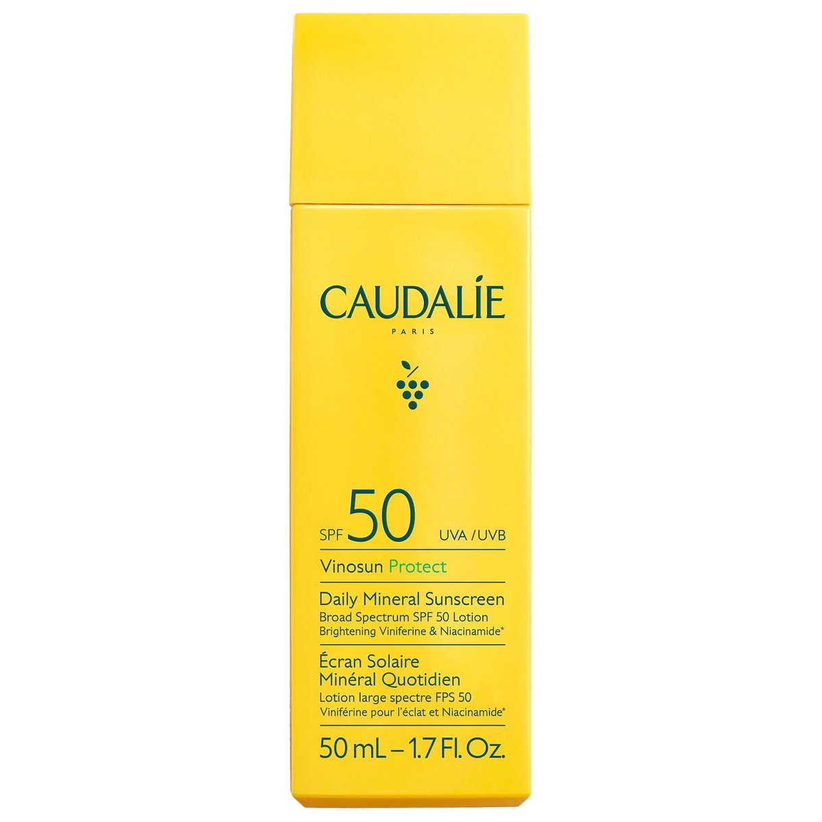 Caudalie Vinosun Protect Daily Mineral Sunscreen SPF50 - 50 mL (1.7 Fl Oz) - Face Sun Protection Avelisse