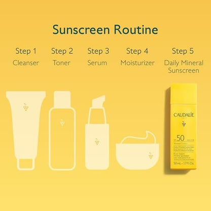 Caudalie Vinosun Protect Daily Mineral Sunscreen SPF50 - 50 mL (1.7 Fl Oz) - Face Sun Protection Avelisse