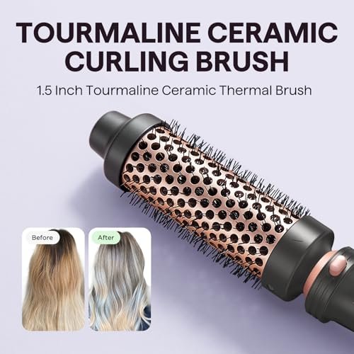Wavytalk 5 in 1 Curling Wand Set, Dual Voltage Curling Iron with 5 Interchangeable Barrels Including Thermal Brush, Hair Crimper & Ceramic Curling Wands (0.5"-1.25"), Rose Pink Avelisse