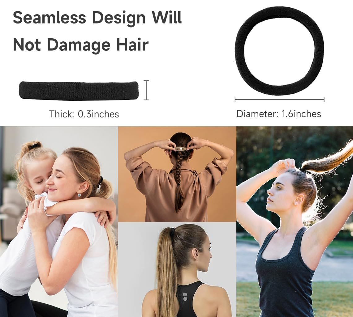 200 Pack Black Elastic Hair Ties for Women & Girls – Soft, Pain-Free Ponytail Holders for Medium Hair, Braids, and Ponytails - görsel 3