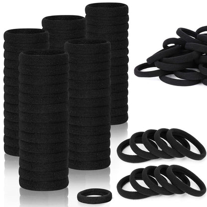 200 Pack Black Elastic Hair Ties for Women & Girls – Soft, Pain-Free Ponytail Holders for Medium Hair, Braids, and Ponytails