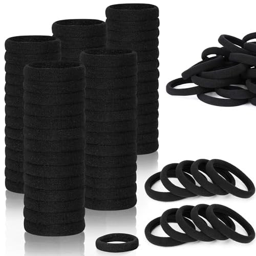 200 Pack Black Elastic Hair Ties for Women & Girls – Soft, Pain-Free Ponytail Holders for Medium Hair, Braids, and Ponytails - görsel 2
