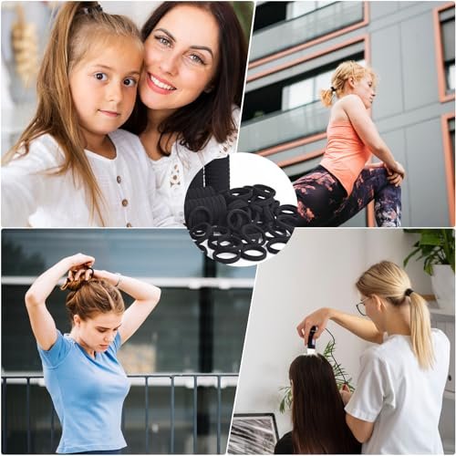 200 Pack Black Elastic Hair Ties for Women & Girls – Soft, Pain-Free Ponytail Holders for Medium Hair, Braids, and Ponytails - görsel 10