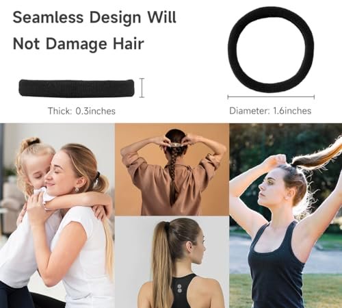 200 Pack Black Elastic Hair Ties for Women & Girls – Soft, Pain-Free Ponytail Holders for Medium Hair, Braids, and Ponytails - görsel 4