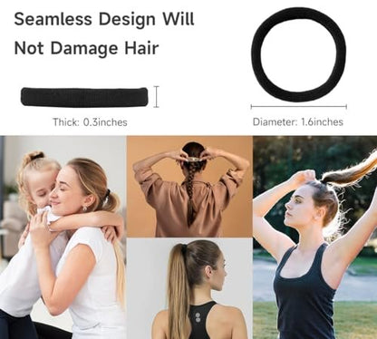 200 Pack Black Elastic Hair Ties for Women & Girls – Soft, Pain-Free Ponytail Holders for Medium Hair, Braids, and Ponytails