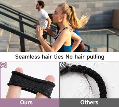 200 Pack Black Elastic Hair Ties for Women & Girls – Soft, Pain-Free Ponytail Holders for Medium Hair, Braids, and Ponytails