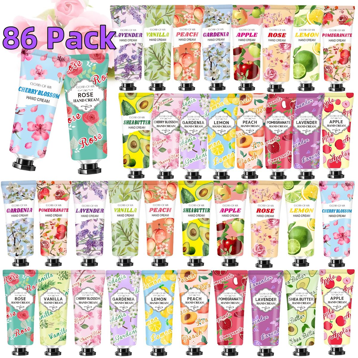 86 Pack Hand Cream Bulk Gifts for Women, Teen Girls, Mothers Day Gifts, Teacher Appreciation Gifts in Bulk, Nurses Week Gifts, Gifts for Mom, Natural Fragrance Travel Size Lotion for Dry Cracked Hands Avelisse