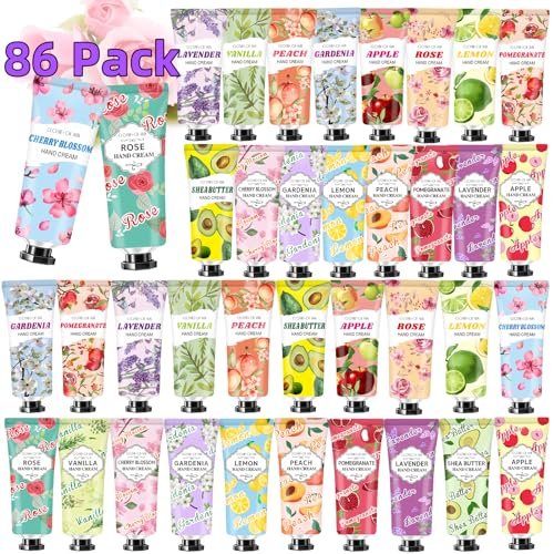 86 Pack Hand Cream Bulk Gifts for Women, Teen Girls, Mothers Day Gifts, Teacher Appreciation Gifts in Bulk, Nurses Week Gifts, Gifts for Mom, Natural Fragrance Travel Size Lotion for Dry Cracked Hands Avelisse