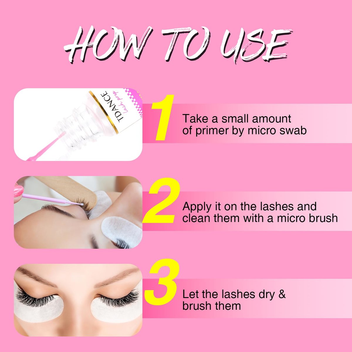 TDANCE Lash Primer for Lash Extensions – Professional Eyelash Extension Primer Protein Clean, 10ml – Increases Adhesive Bonding Power & Retention - görsel 7
