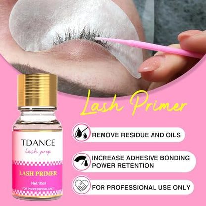 TDANCE Lash Primer for Lash Extensions – Professional Eyelash Extension Primer Protein Clean, 10ml – Increases Adhesive Bonding Power & Retention