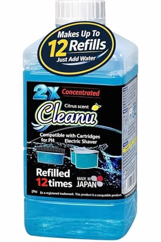 Cleanu 2X Concentrated Shaver Cleaning Solution Refill – Compatible with Philips Norelco SmartClean & Quick Clean Pod Systems – Makes Up to 12 Cartridge Refills, 1L (33.8 oz), Made in Japan Avelisse