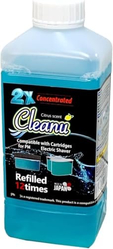 Cleanu 2X Concentrated Shaver Cleaning Solution Refill – Compatible with Philips Norelco SmartClean & Quick Clean Pod Systems – Makes Up to 12 Cartridge Refills, 1L (33.8 oz), Made in Japan Avelisse