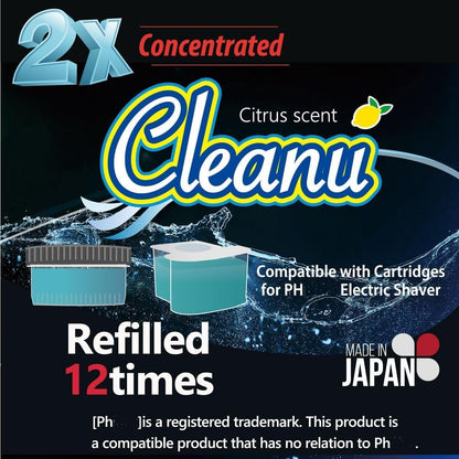 Cleanu 2X Concentrated Shaver Cleaning Solution Refill – Compatible with Philips Norelco SmartClean & Quick Clean Pod Systems – Makes Up to 12 Cartridge Refills, 1L (33.8 oz), Made in Japan Avelisse